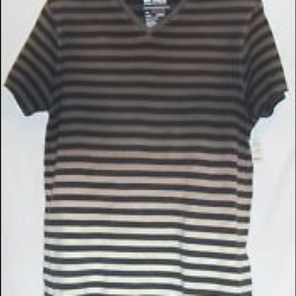 Urban Pipeline Striped Gray/Black V-neck Tee NWT